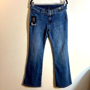 SILVER JEANS Sz 26 x 31L Be Low Flare Belt Low Rise Blue Jeans NEW WITH TAGS